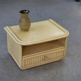 Small white bedside table Maugrion "Le rattin prestige" 1970s