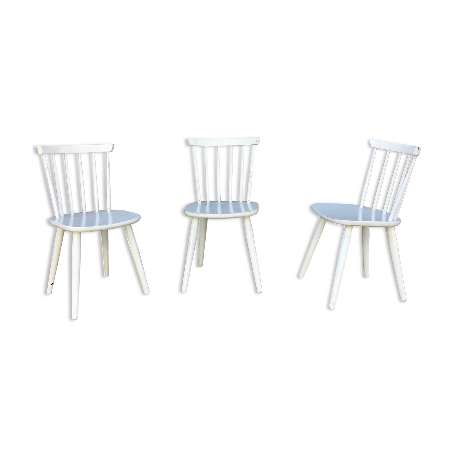 Trio of Scandinavian chair bistro troquet guinguette in curved wood