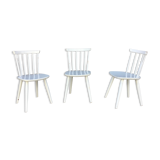 Trio of Scandinavian chair bistro troquet guinguette in curved wood