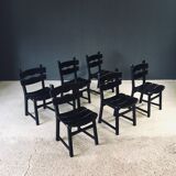 Brutalist dining chairs by Dittmann for Awa Radbound, Netherlands, 1970s, set of 6.