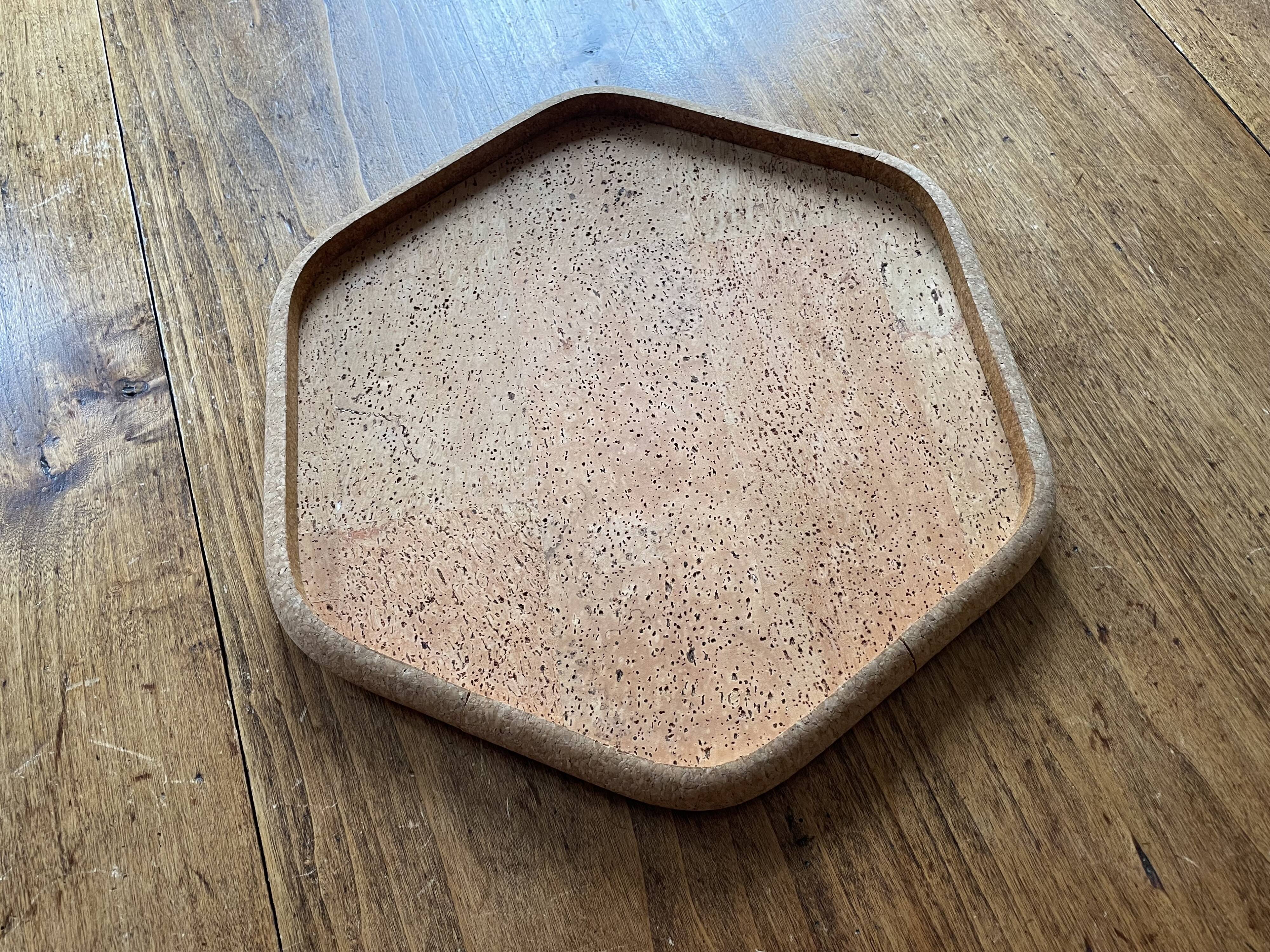 Hexagonal cork tray - vintage