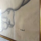 Grand tableau nu fusain André Jaoul