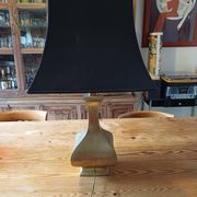 Bronze lamp and dark brown fabric shade