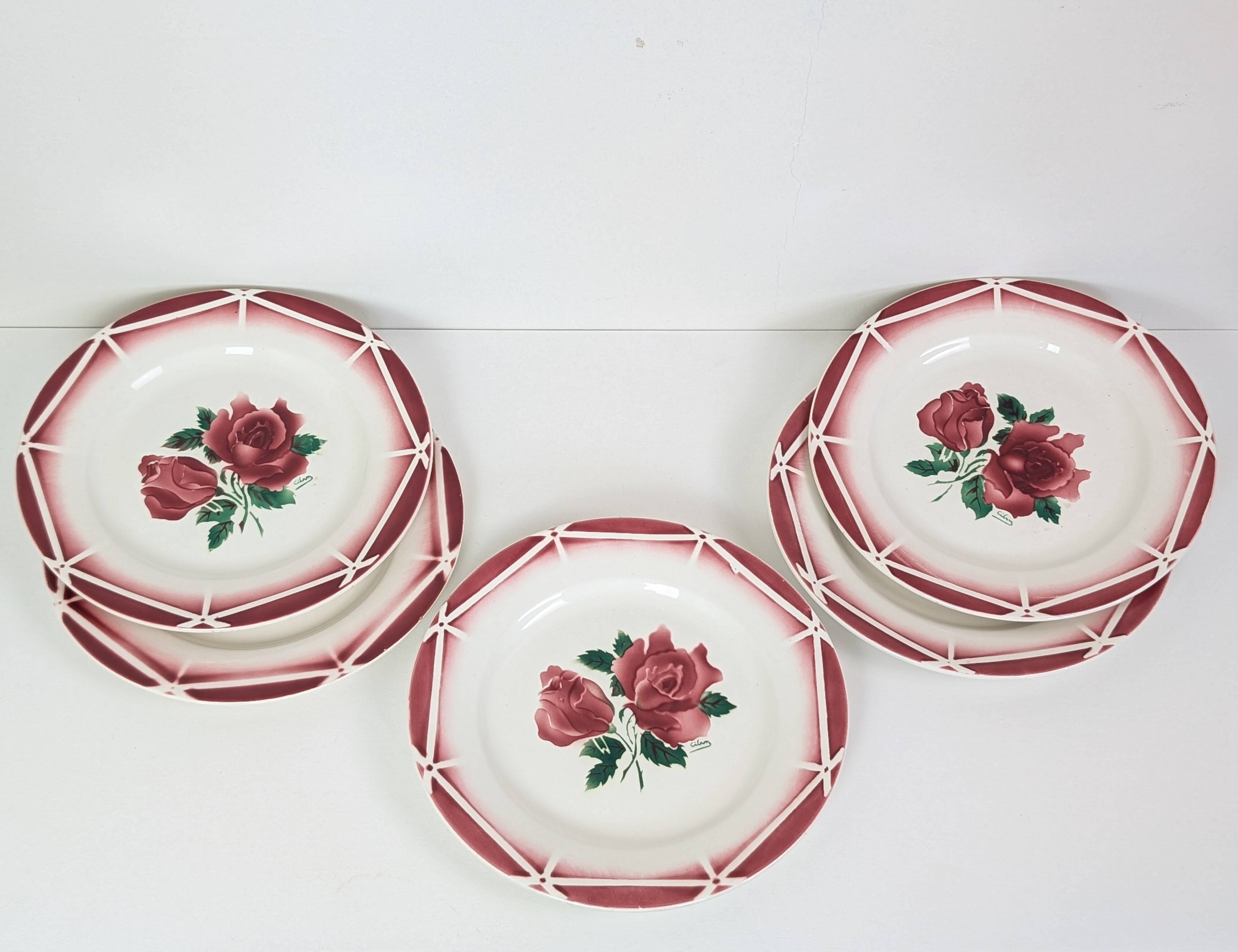 5 Digoin Sarreguemines dinner plates