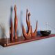 Teak and brass shelf, vintage scandinavian 1960s