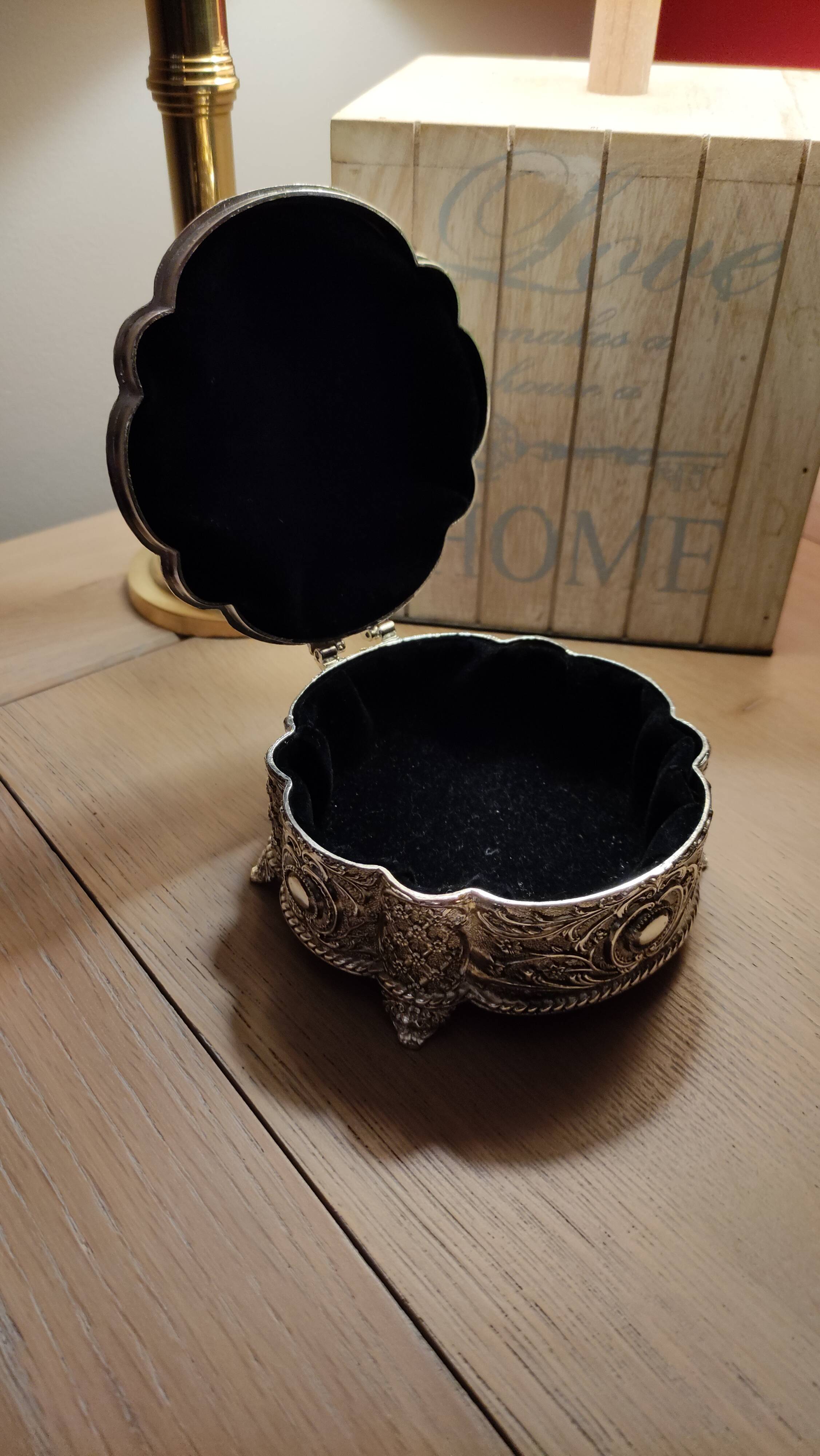 Beautiful silver metal jewelry box