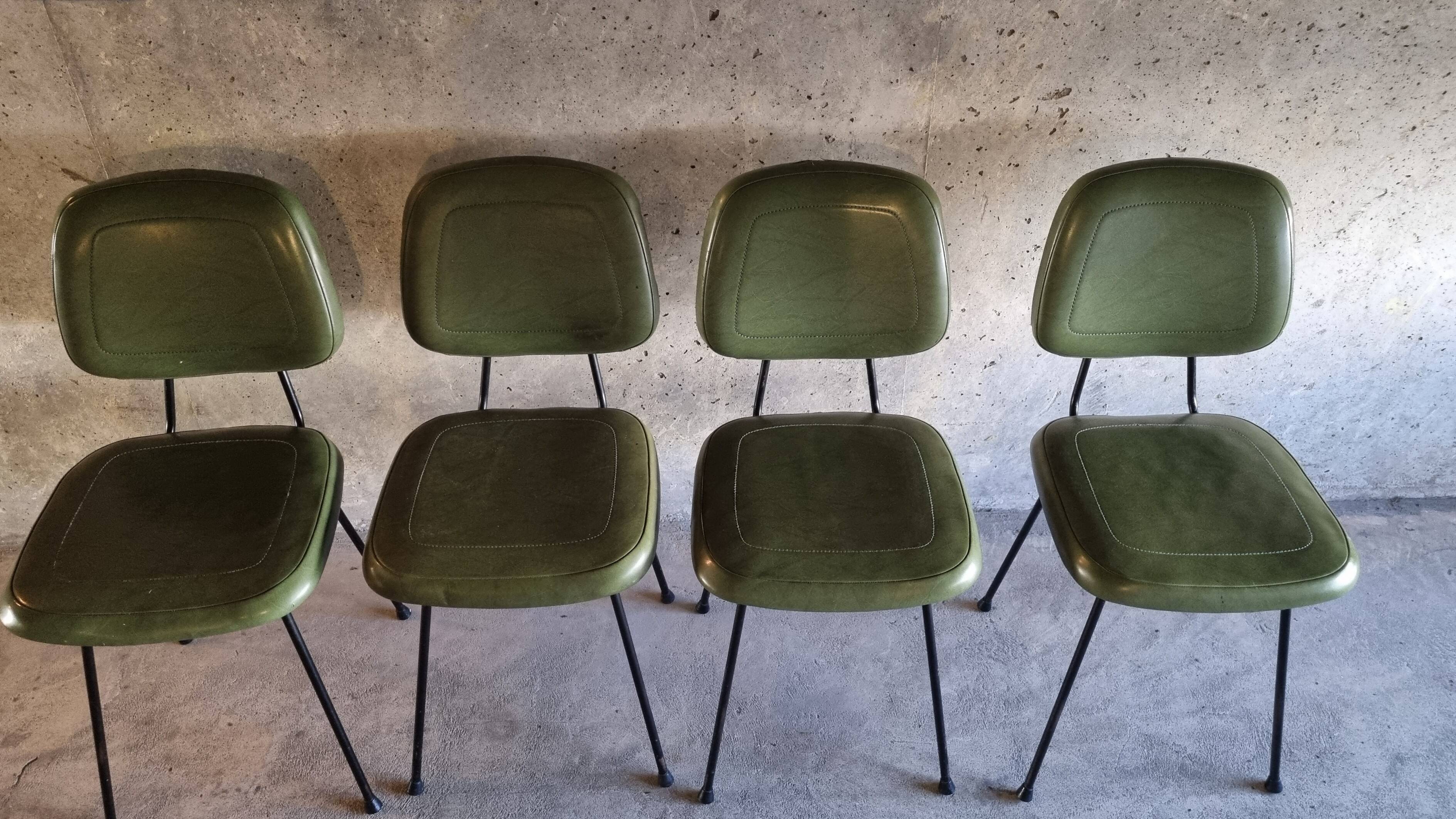 set of 4 vintage green chairs