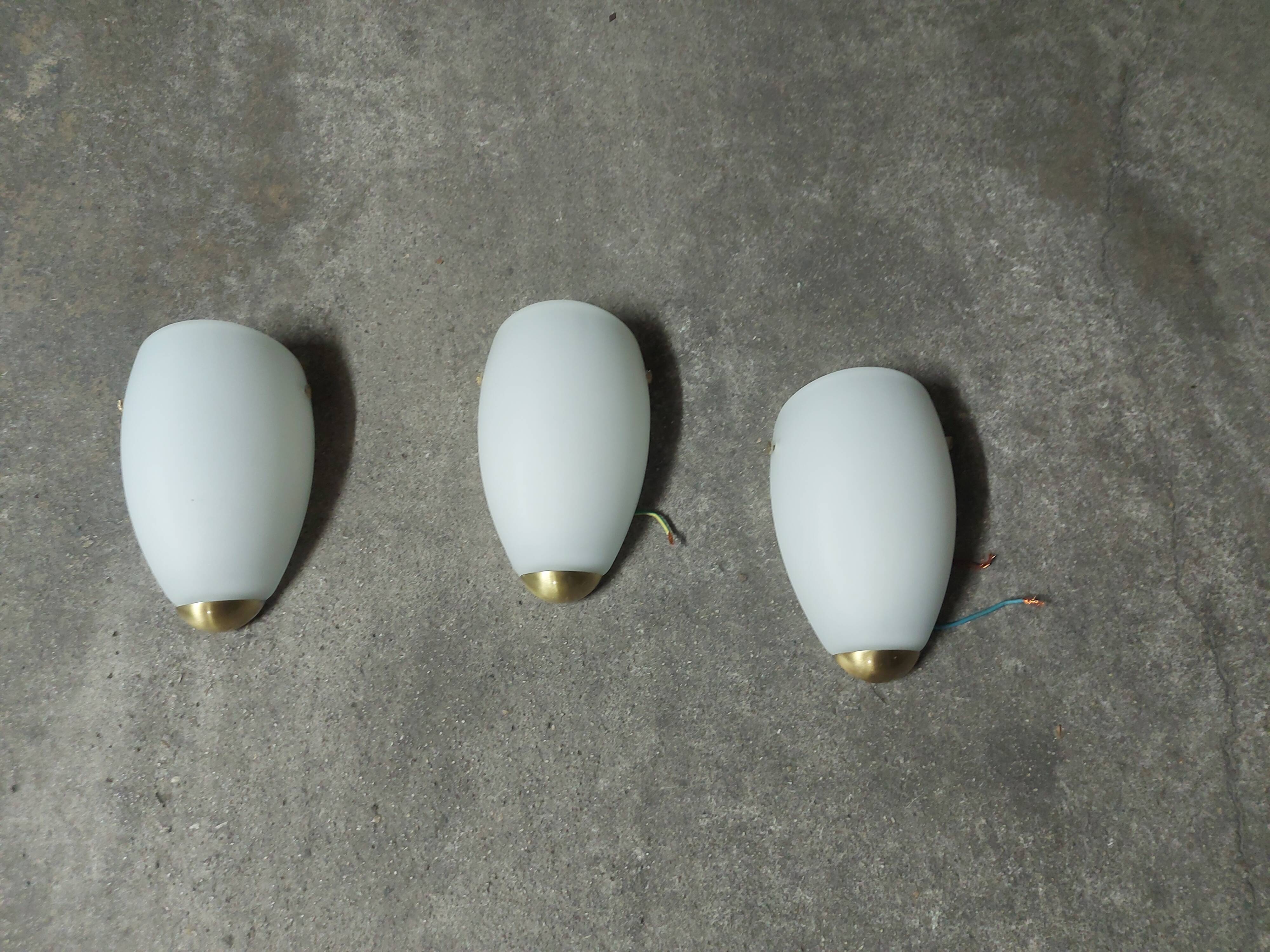 3 Vintage 90'S Ikea opaline wall lights (made in Italy)