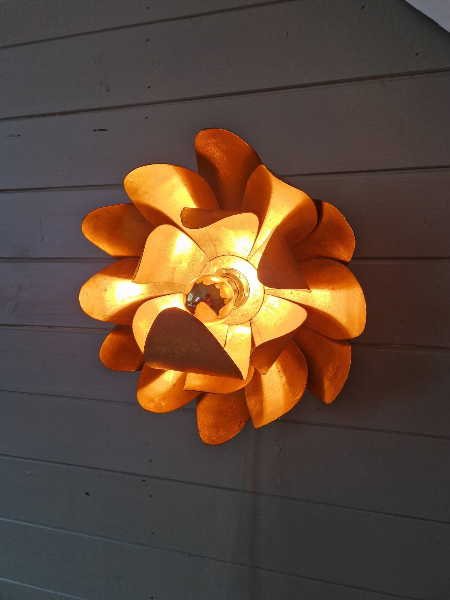 Gold metal floral wall light, 1960-70.
