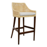 Wooden and rattan bar stool, France