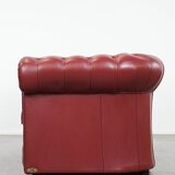 English cowhide Chesterfield 2.5-seater sofa in a stunning red colour