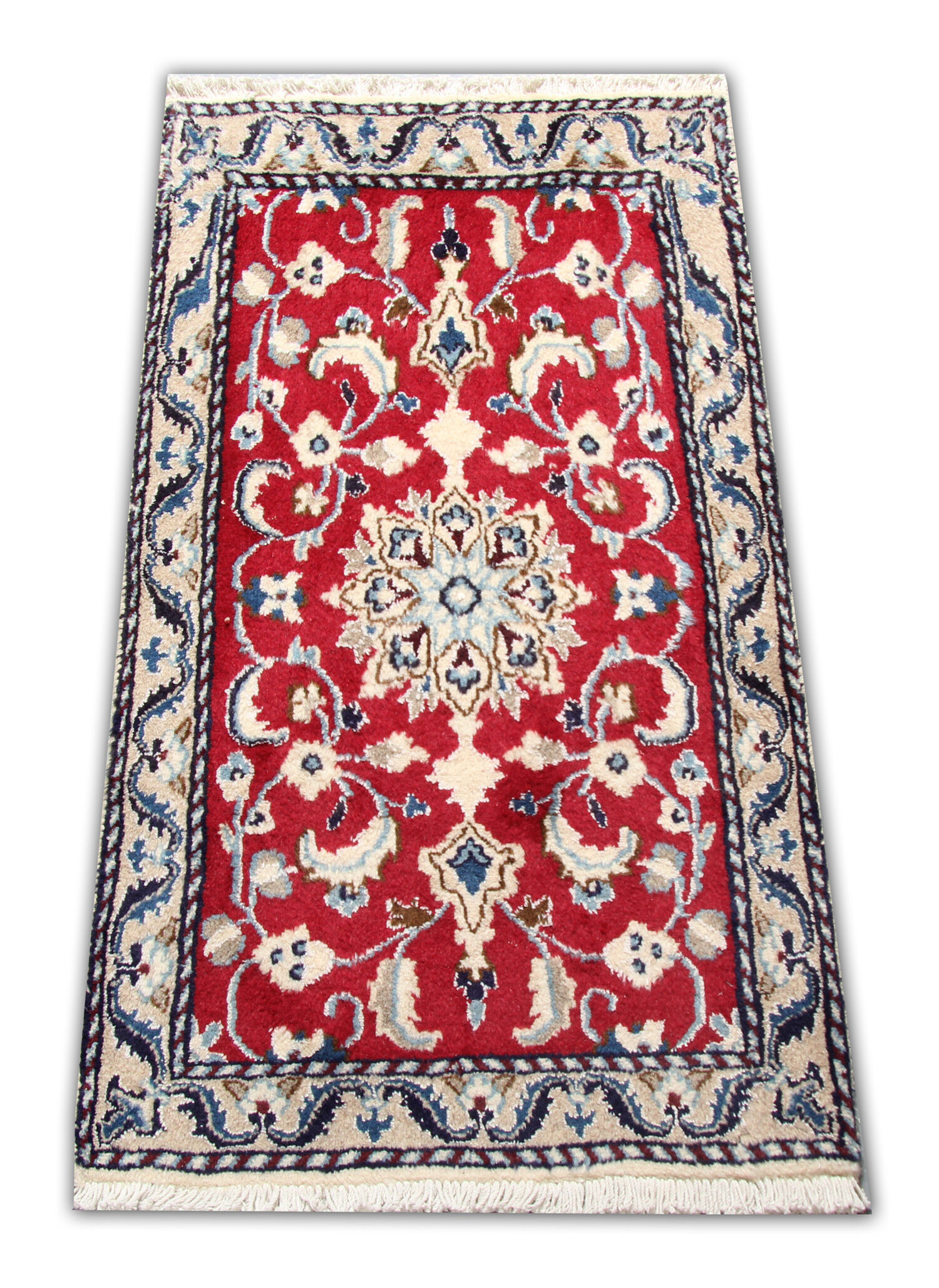 Handmade antique persian nain rug 56x95cm