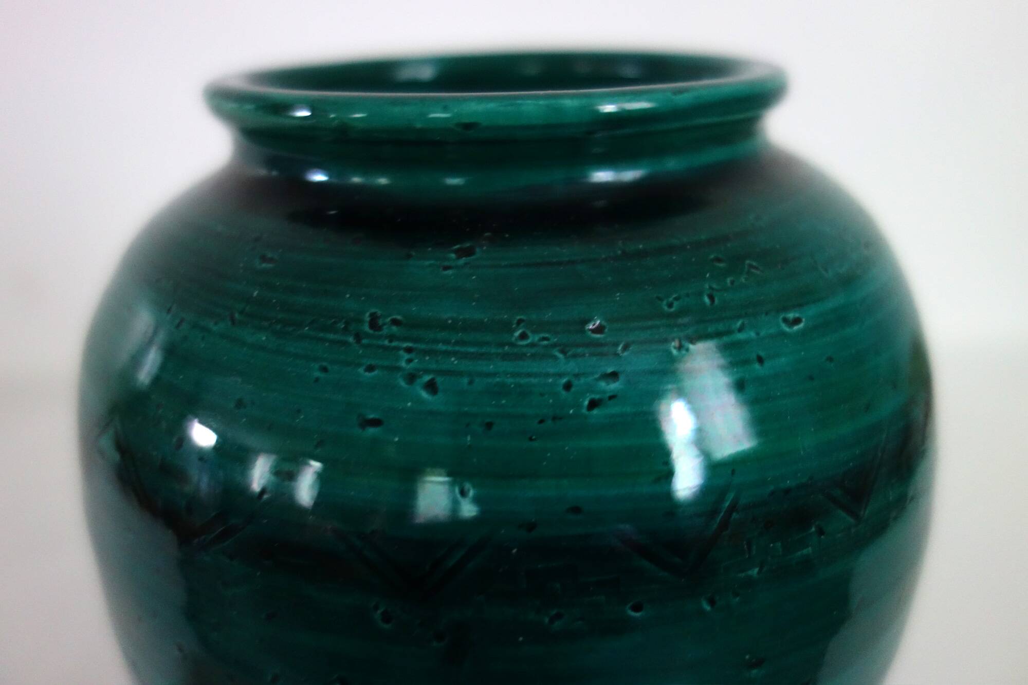 Vintage green glazed ceramic vase