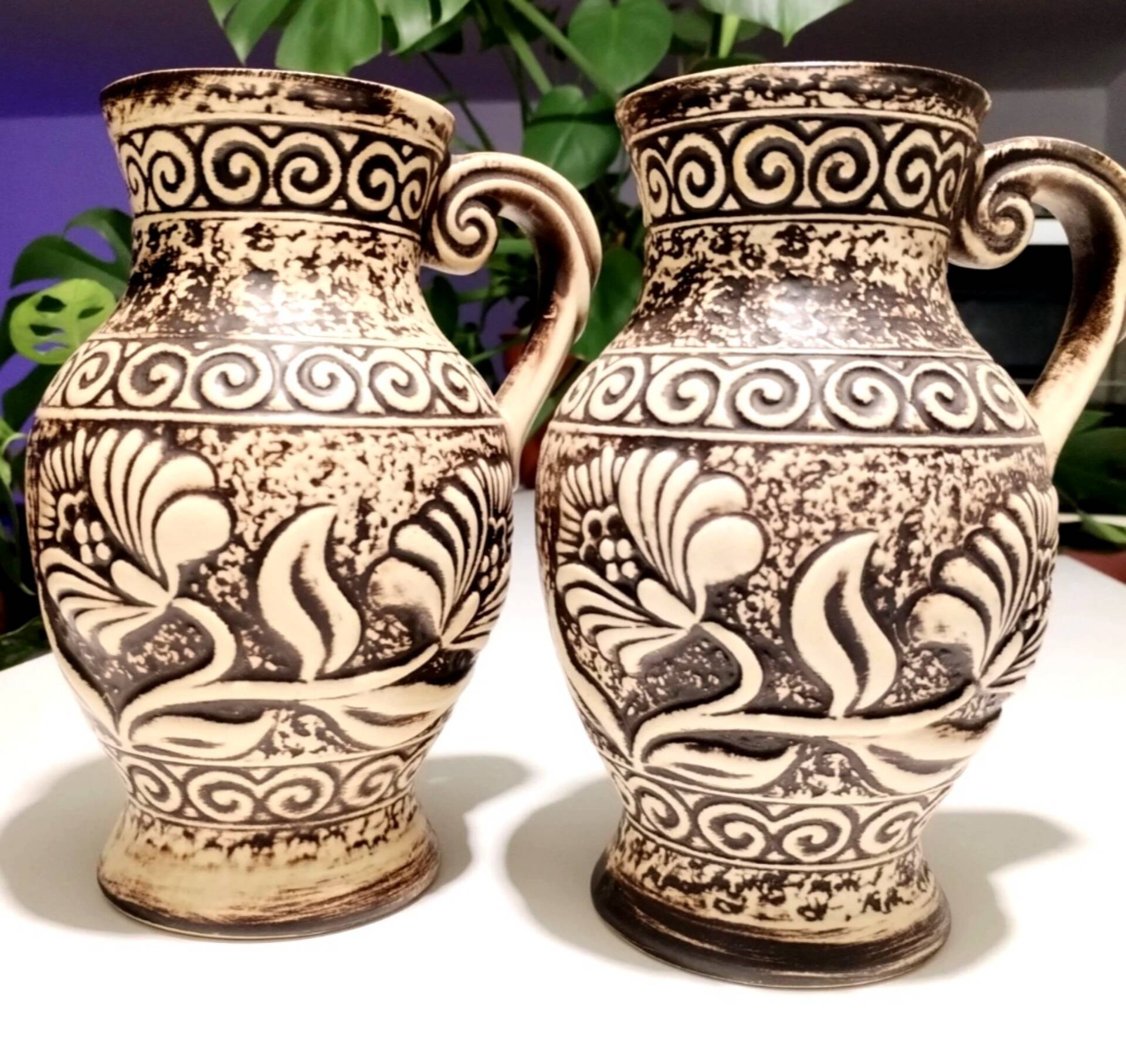 Paire de pichets, vases vintage Bay Keramik 671-20 – West Germany