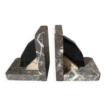 Pair of Art Deco marble and onyx bookends