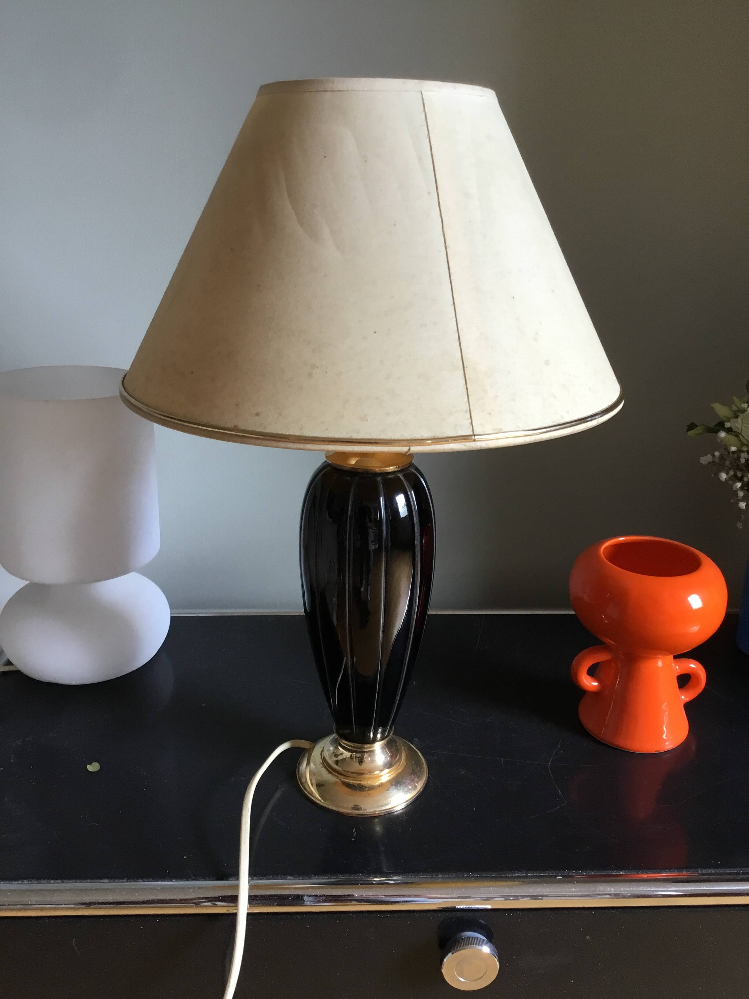 Vintage gold and black ceramic lamp