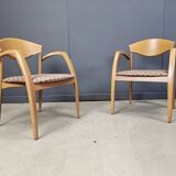 Fauteuils espagnols vintage en bois, lot de 6, années 1990