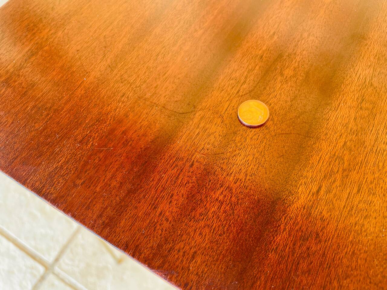 Vintage side table, 2 wooden and brass shelves, circa 1960s