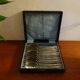 12 dessert spoons Art Deco silver metal - Made in England in case - 1920