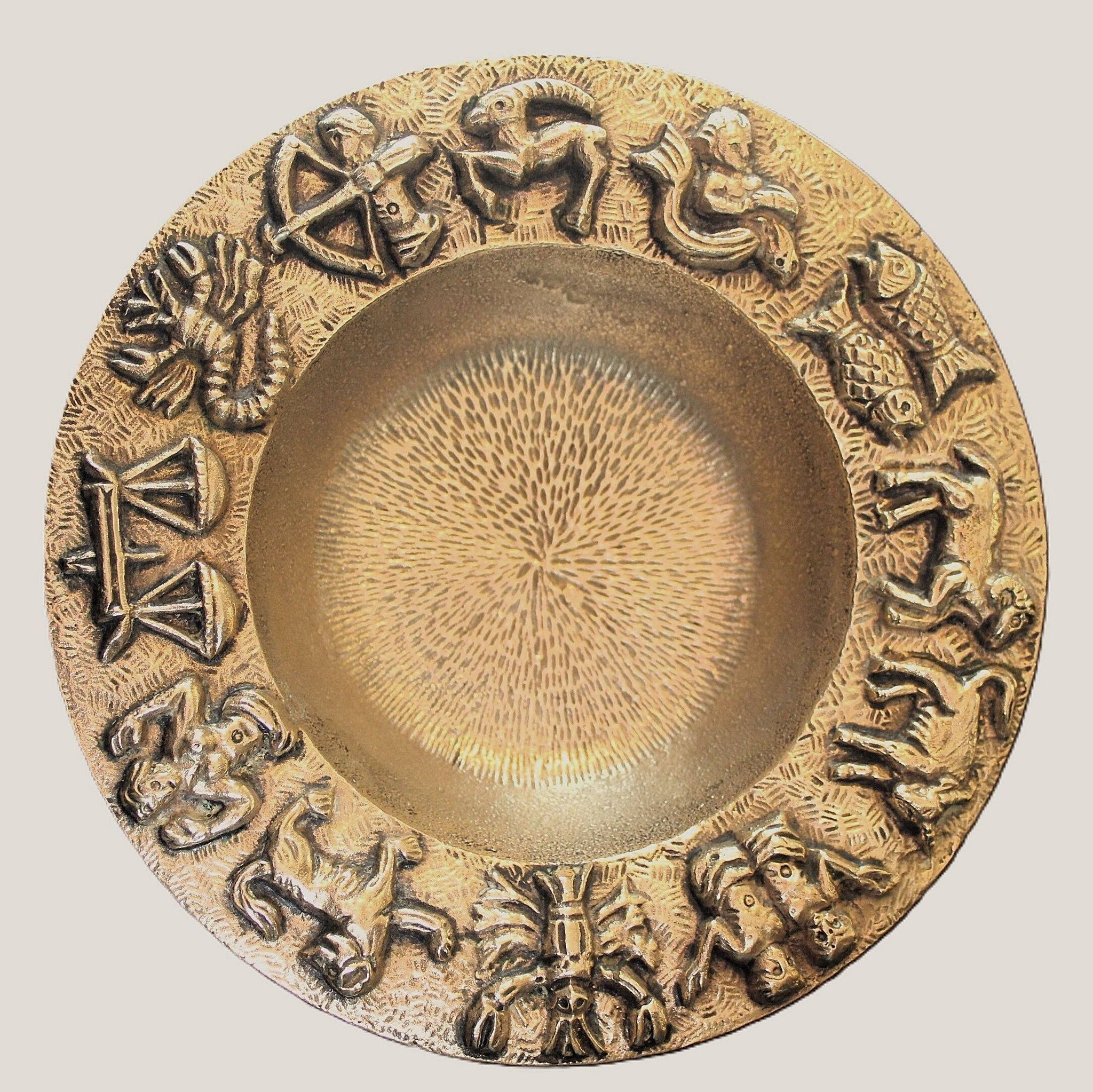 Cendrier vide-poche zodiaque en bronze massif