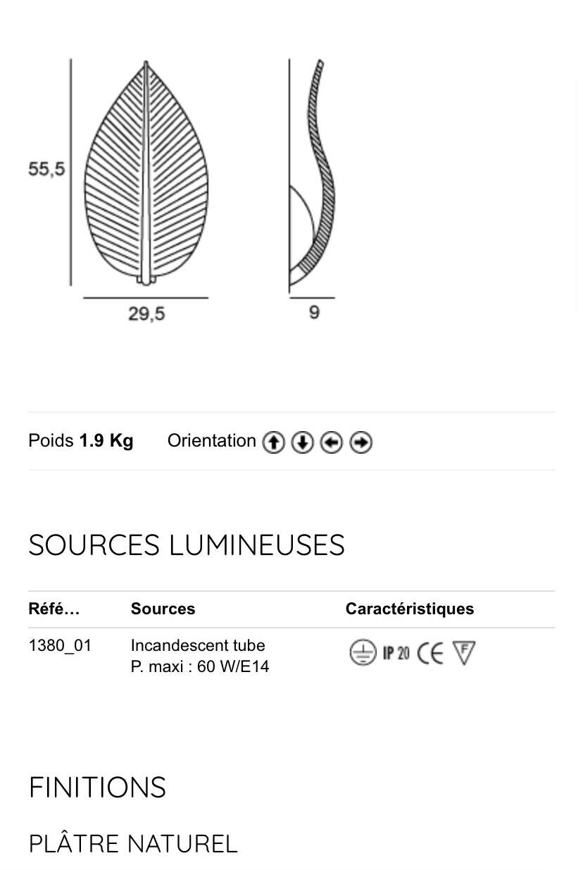 Charming plaster wall light from the French manufacturer SEDAP ref 1382