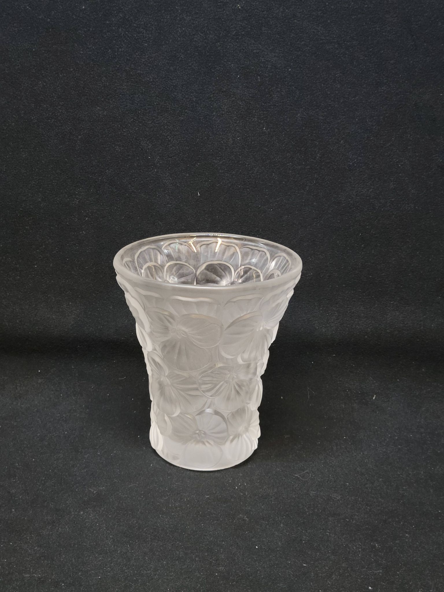 Josef Inwald Barolac Glassware Floral Vase Molded Pressed Frosted Art Glass