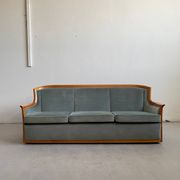 1960s Scandinavian Mid-century Sofa, Solid Cherry Wood and Velvet