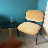 Velvet and metal armchair