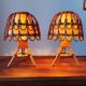 Pair of vintage 70s rattan lamps