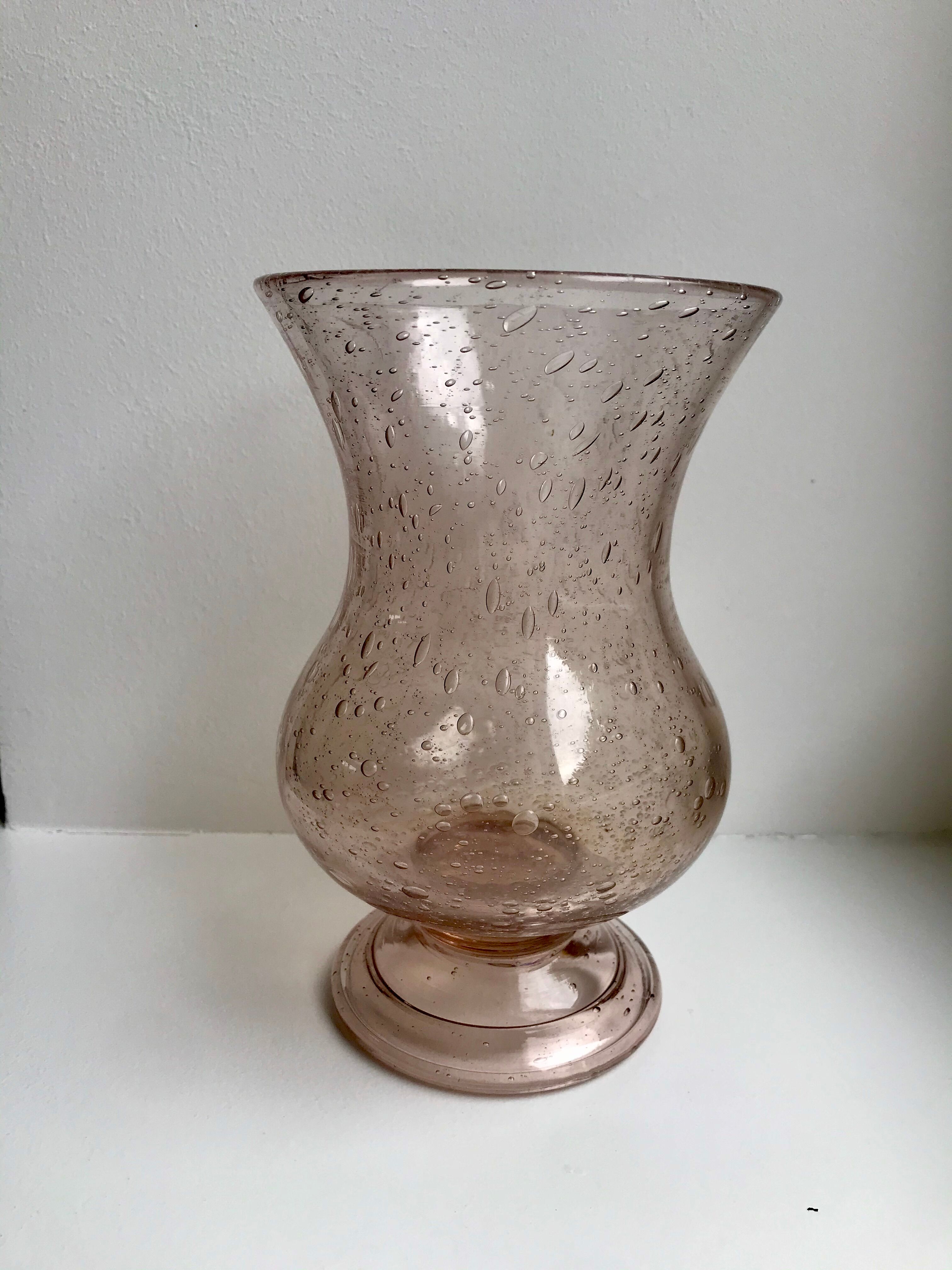 Bubbled glass vase from biot rose 60s-70s