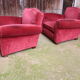 Pair of velvet club chairs