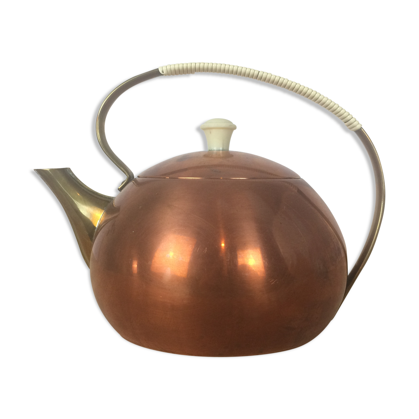 Copper and brass teapot Scandinavian style