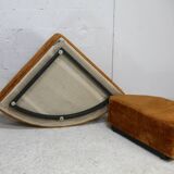Pair of “tawny” velvet seats. Foam, wood, velvet. Circa 1970