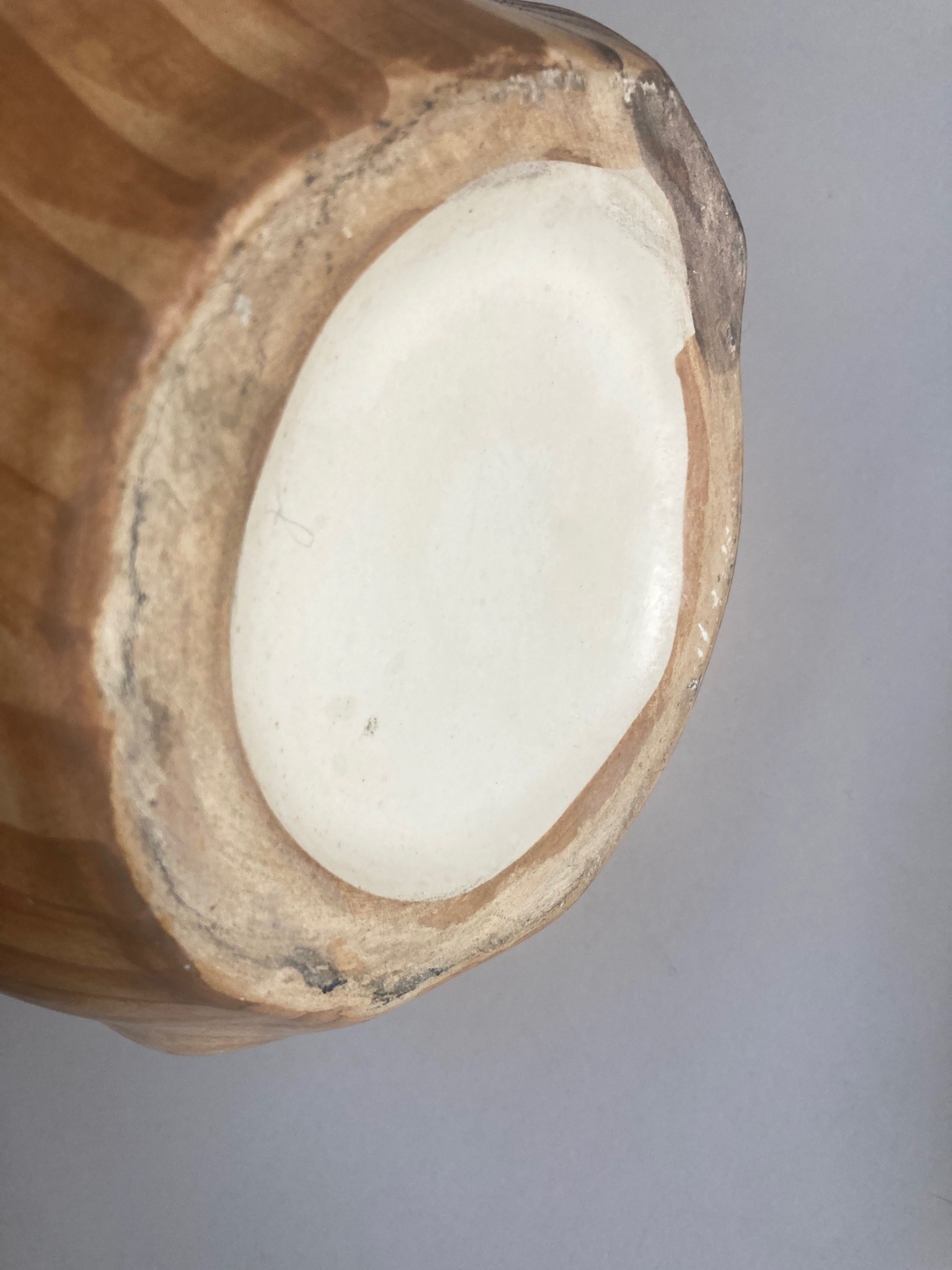 Ceramic vase mid century Grandjean in Vallauris faux bois 1960