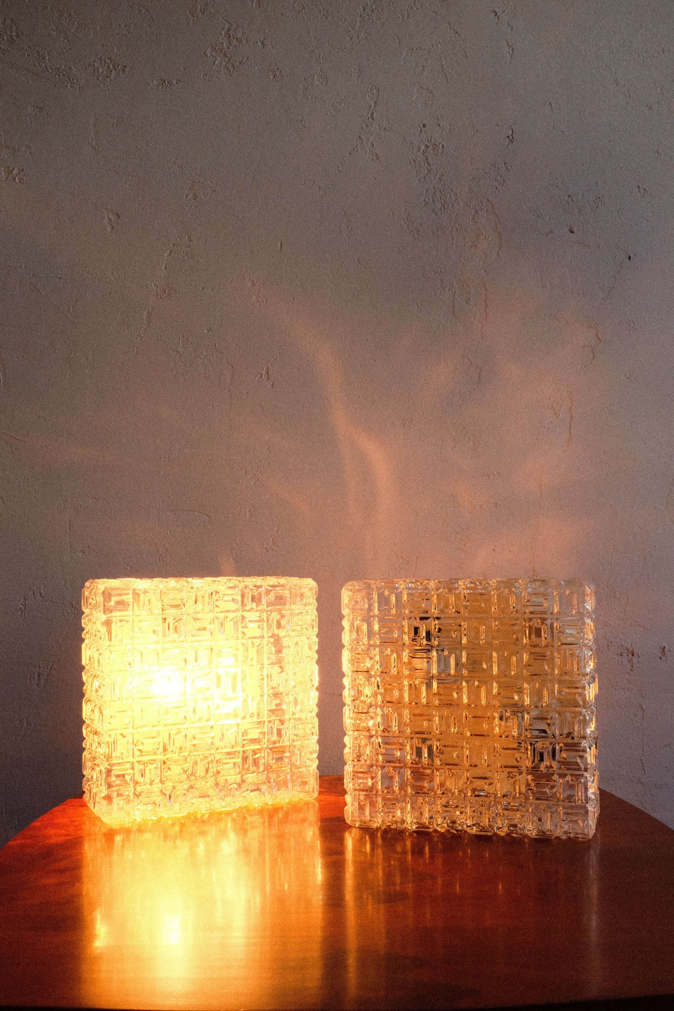 Czechoslovakian glass wall lamps by osvětlovací sklo, 1980s
