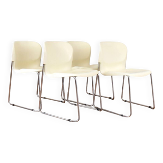 Fauteuil pivotant blanc SM400K de Gerd Lange pour Drabert, lot de 4, années 1980