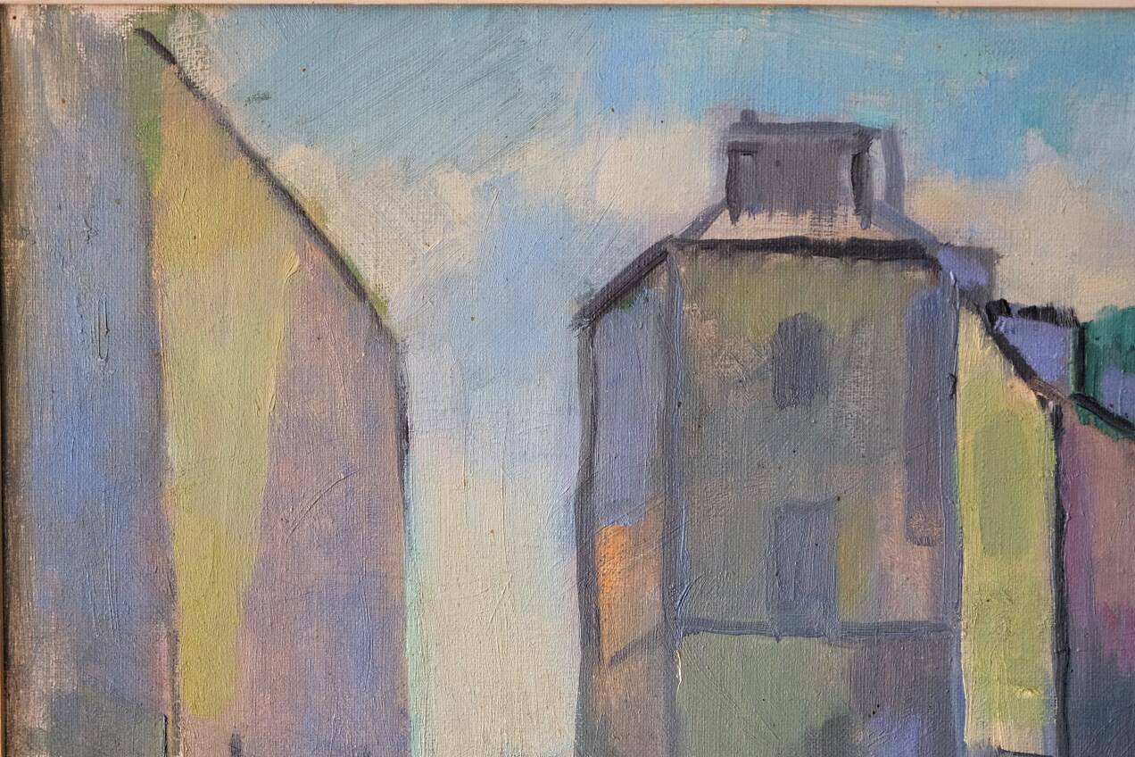 Oil on canvas cityscape 1951
