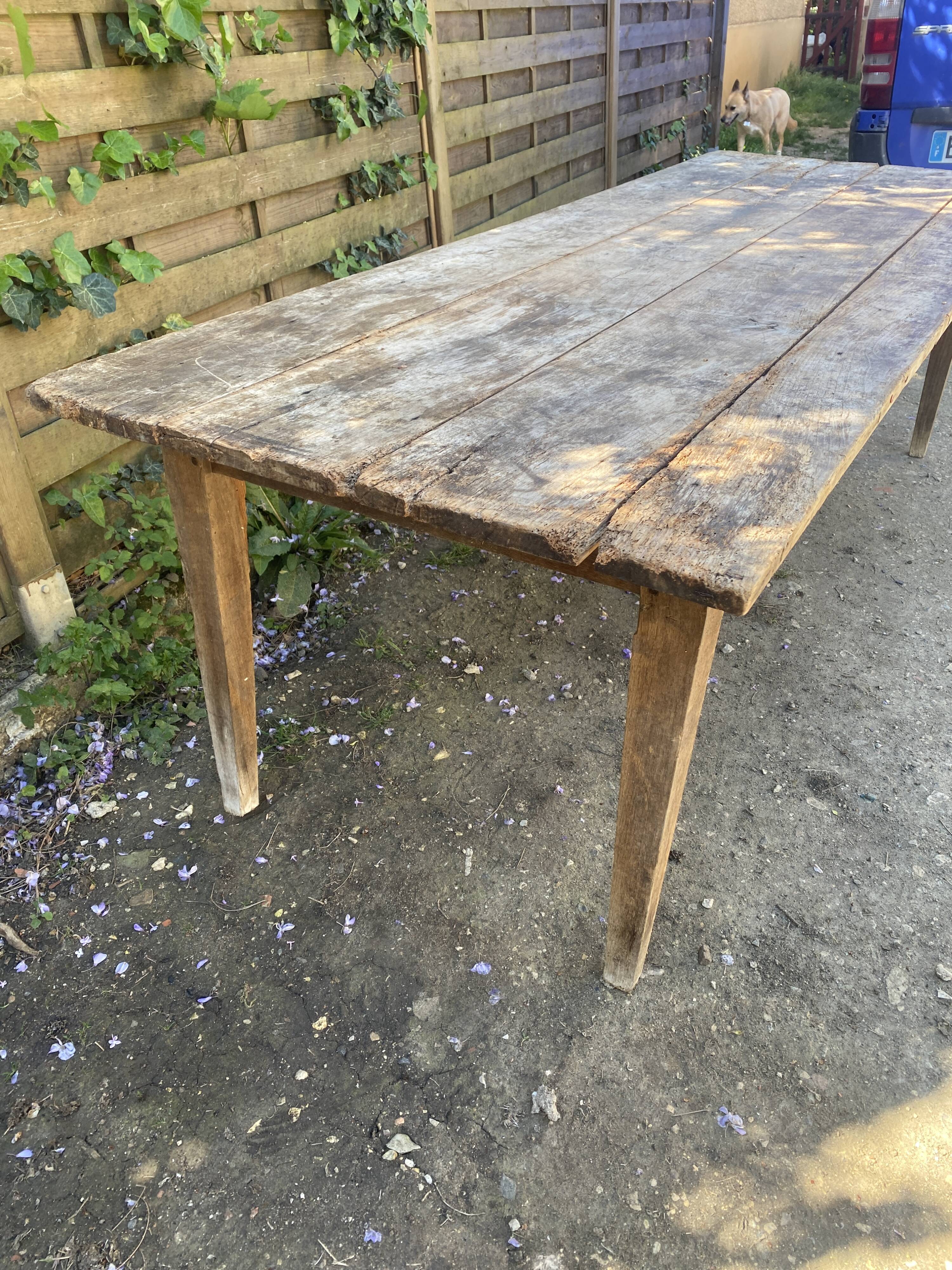 Table de ferme en chêne  à restaurer