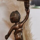 Pair of antique candlesticks in bronze and brass