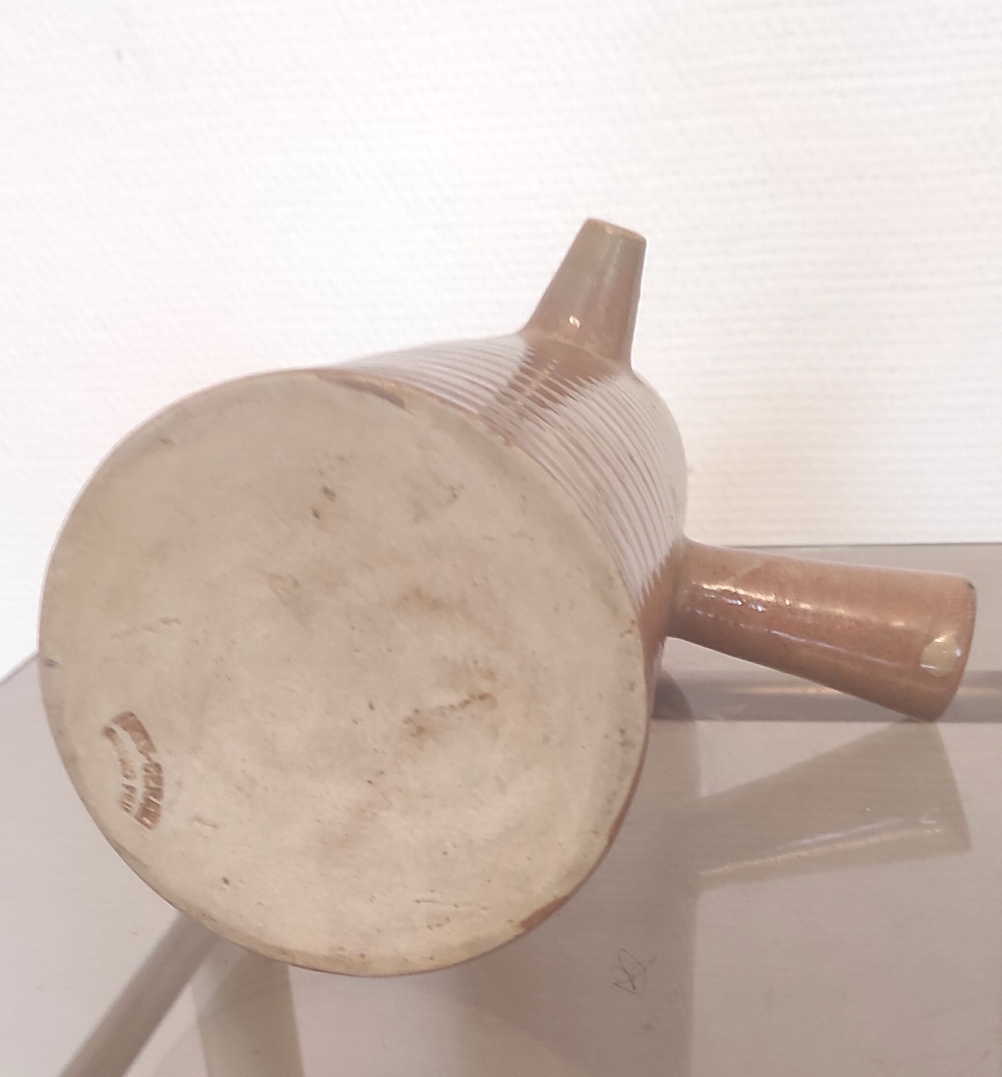 Pitcher in sandstone ringed by Arts Ceram - 70s