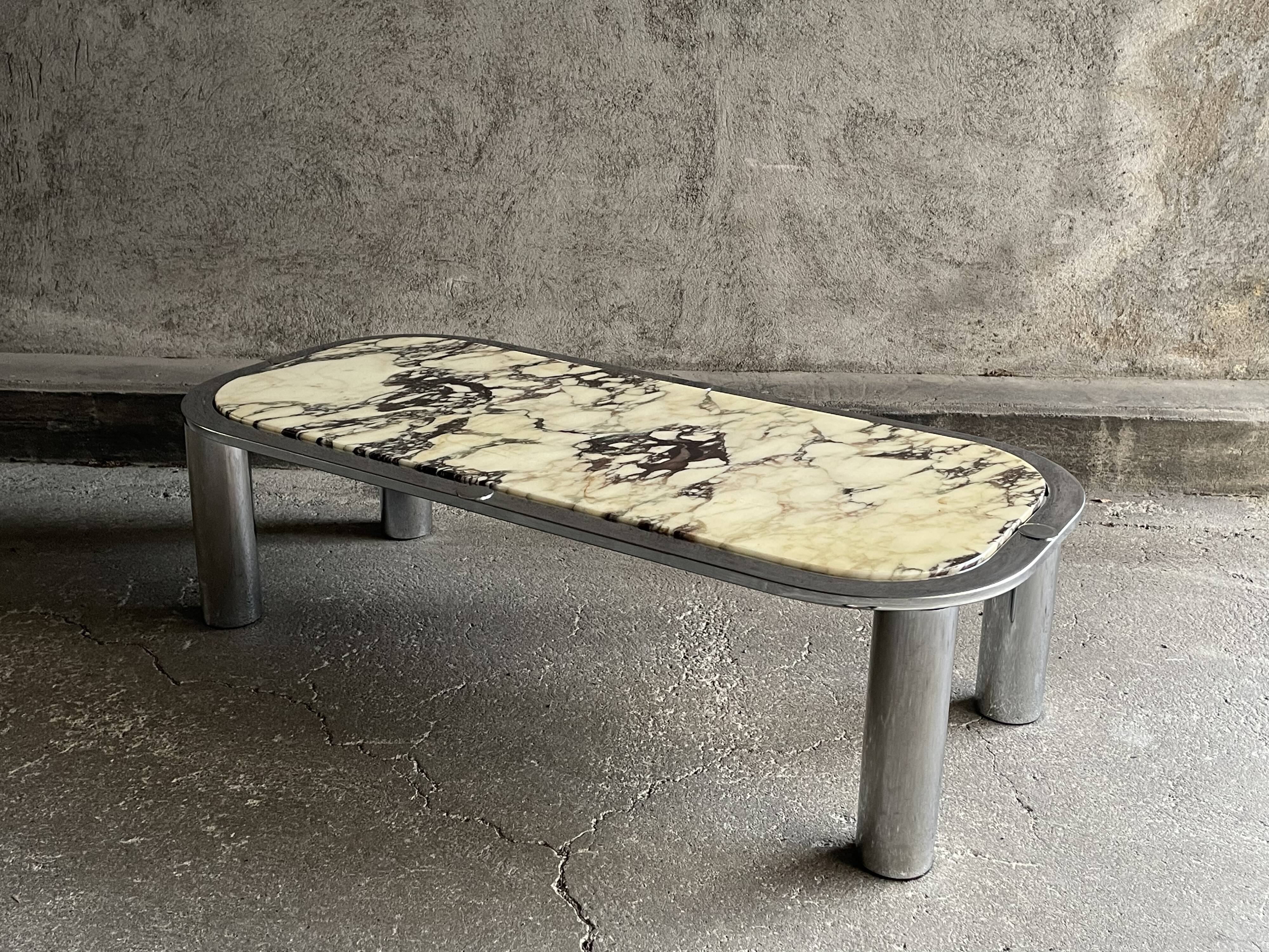 Italian marble and chrome coffee table, 1970s