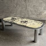 Italian marble and chrome coffee table, 1970s