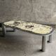 Table basse italienne en marbre et chrome, 1970s