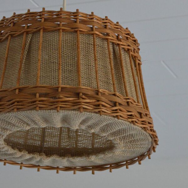 Suspension en toile de jute et rotin, 1970