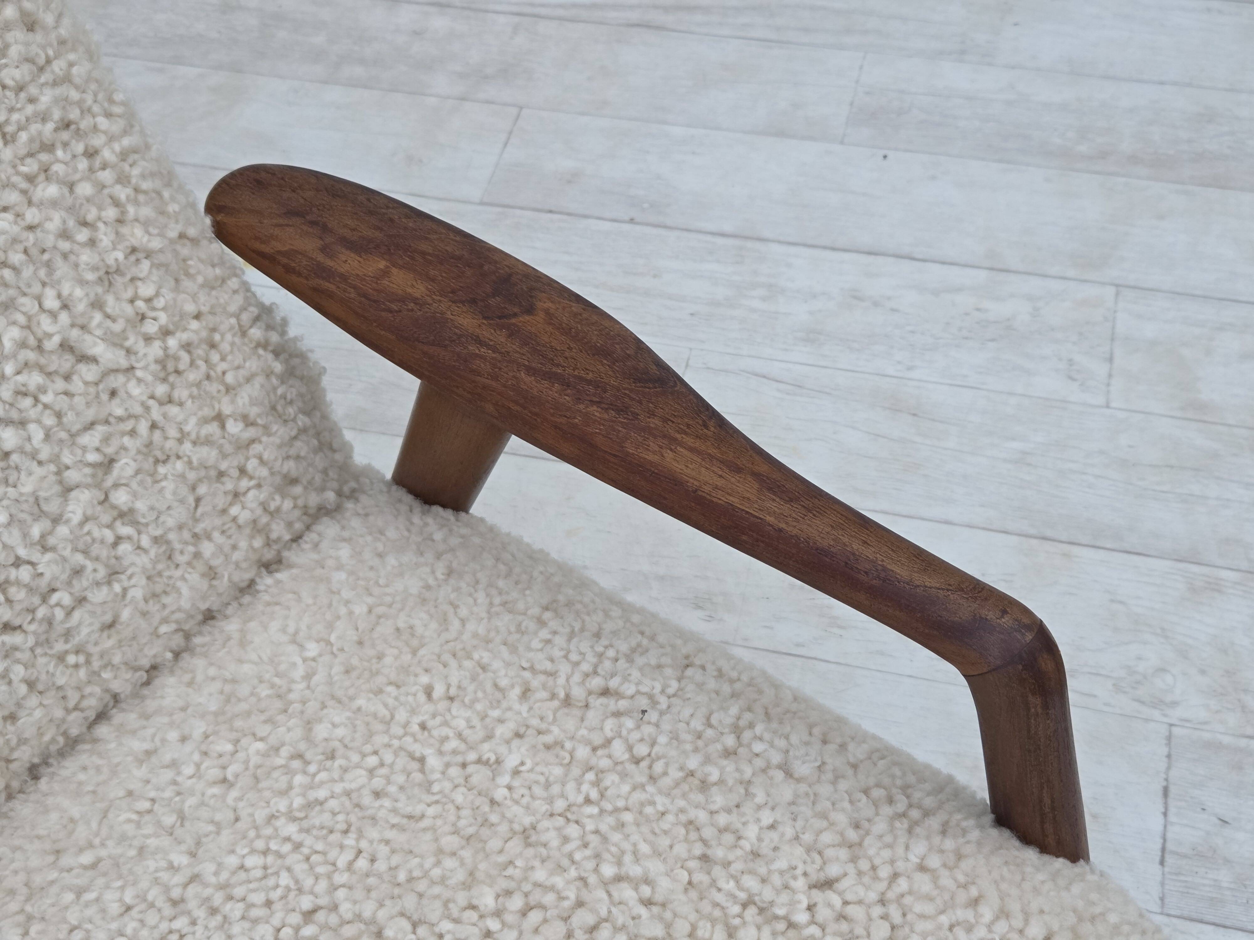 1960s, Danish design by Alf Svensson, genuine sheepskin, reupholstered.