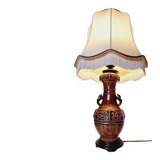 Large vintage table lamp in glazed ceramic, Oriental style 50s-60s.