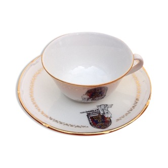 Tasse & sous-tasse  porcelaine pâte et emaux de limoges c.g