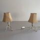 Paire de lampes de chevet du milieu du siècle en laiton et abat-jour en tissu, années 1960, Allemagne