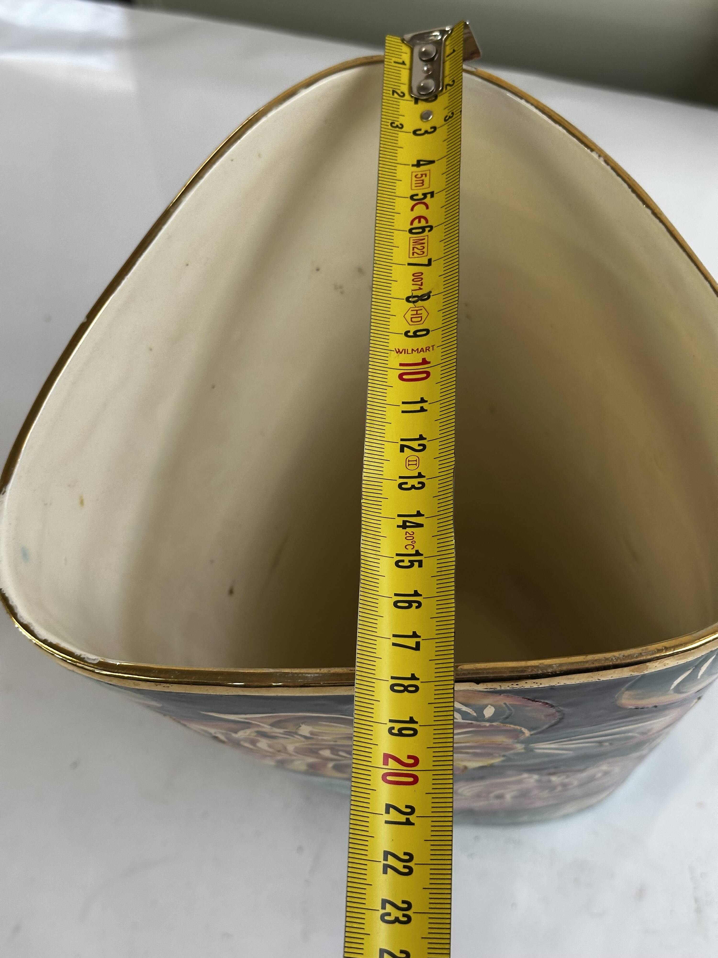 Grand Vase Vallauris Décor Floral peint à la main H 30 cm