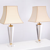Paire de lampes de table Hollywood Regency lucite 1970 France